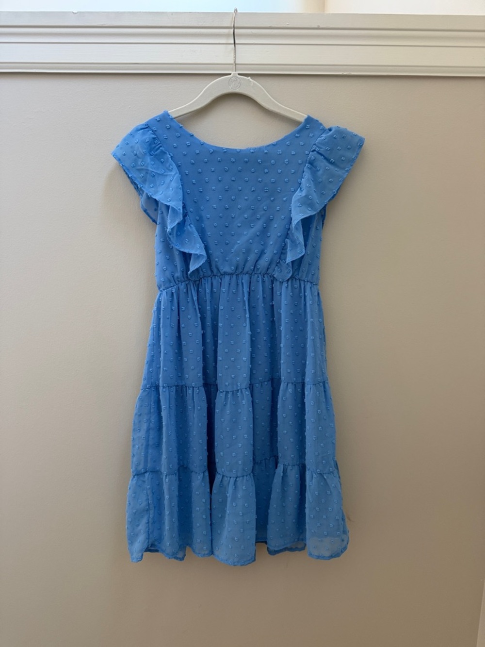 Speechless Girls Blue Tiered Ruffle Dot Dress Size 10